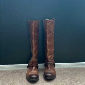Frye Brown Leather Combat & Moto Boots